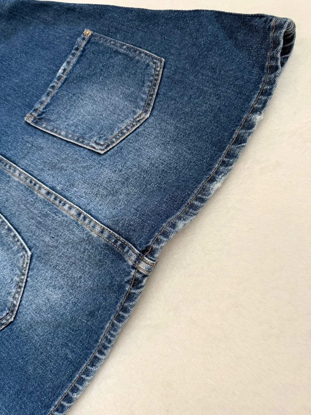 Zara | Dungaree Denim Button Front Overall Jean Jumper Dress Made in Egypt (10) - Picture 12 of 15